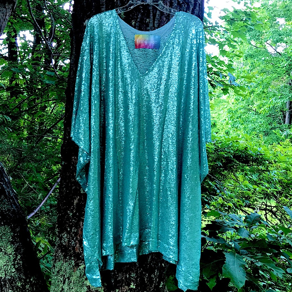 Mint Green Sequin Caftan Dress